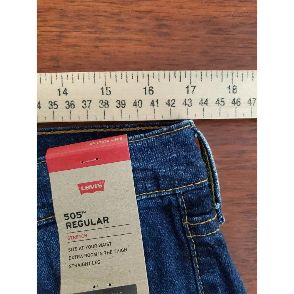 Levis 505 Mens Jeans Sz 34 X 30 Blue Denim Stretch Medium Wash Straight Leg